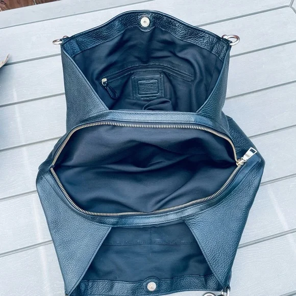 COACH Purse F80268 Hallie Shoulder Bag Tote Black Pebble Leather Gold Hardware - Picture 15 of 16